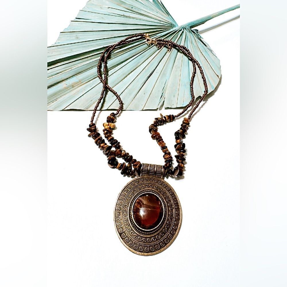 Beaded boho necklace S625 - Picture 2 of 4
